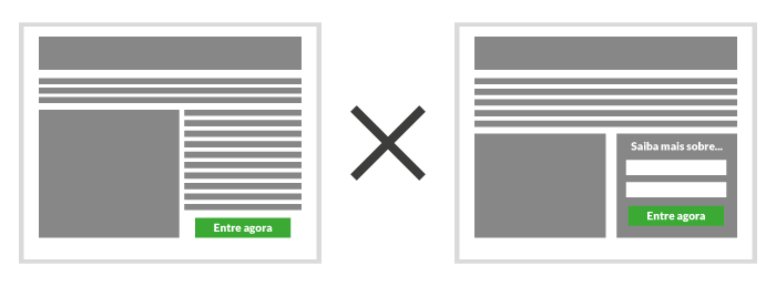 Comparativo de call to action sozinho x Formulário