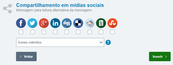 compartilhamento do envio em redes sociais