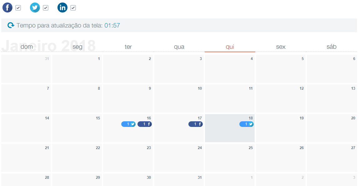 calendário de posts redes sociais