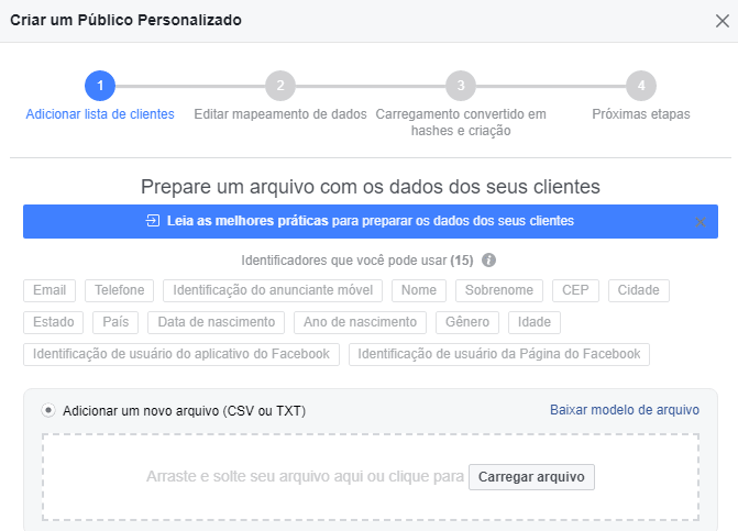 A lista de contatos pode ser enviada ou importada, desde que esteja codificada em Hash