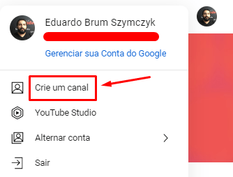 Criando canal no YouTube