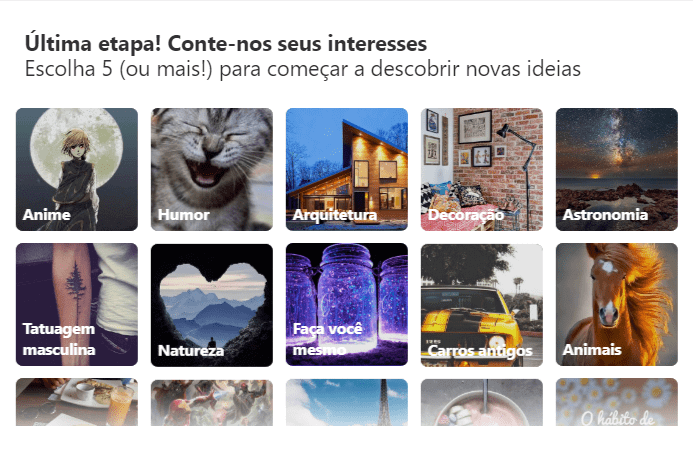 pinterest interesses usuario