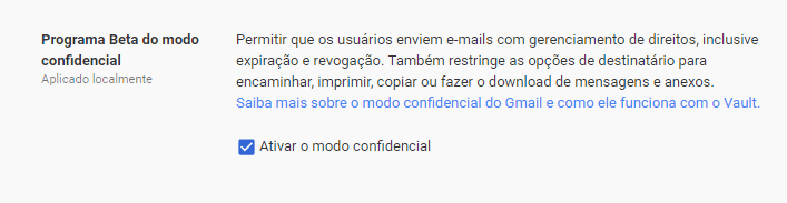 modo confidencial gmail gsuite