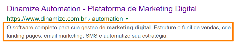 Metatags de descrição facilitam a compreensão do conteúdo apresentado na página.