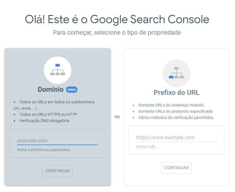 Criando sua conta no Google Search Console