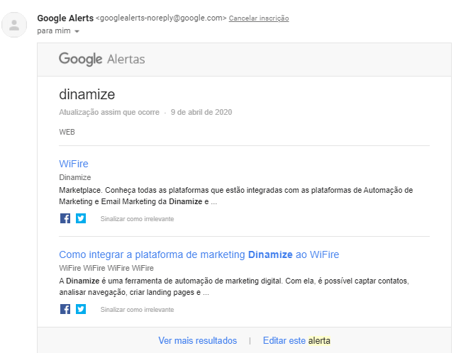 Primeiramente o Google alerta Ainda mais é uma ferramenta mujito eficaz para ações de marketing digital