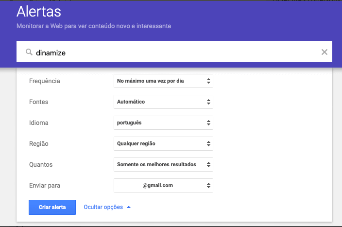 Igualmente ao google alertas o google trends pode ser usado para palavras-chave - portanto, veja como configurando alerta