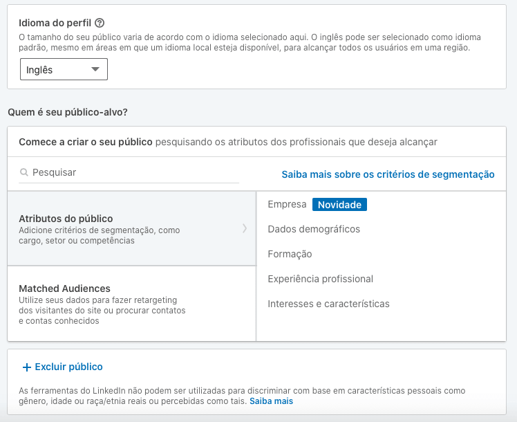 público alvo no linkedin ads