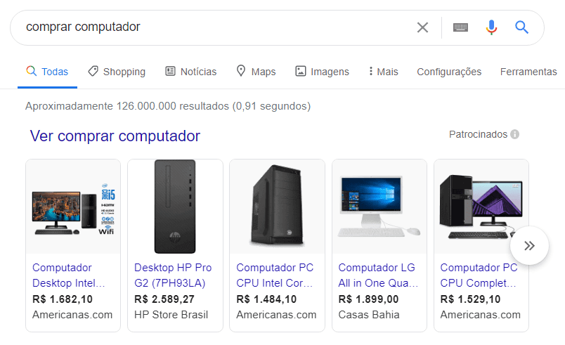 Os produtos da sua marca podem ser exibidos em destaque a partir de buscas no Google.