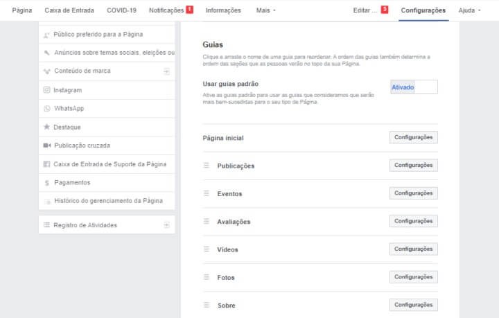 guias página do facebook