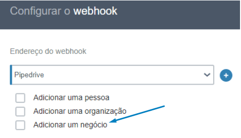 Criando um novo negócio no CRM pela plataforma de automação de marketing.