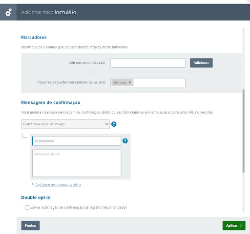 Além de inserir o botão de WhatsApp no site, você pode direcionar leads e clientes que preencherem formulários para uma conversa no aplicativo.