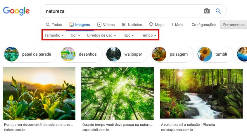 filtros de pesquisa imagens