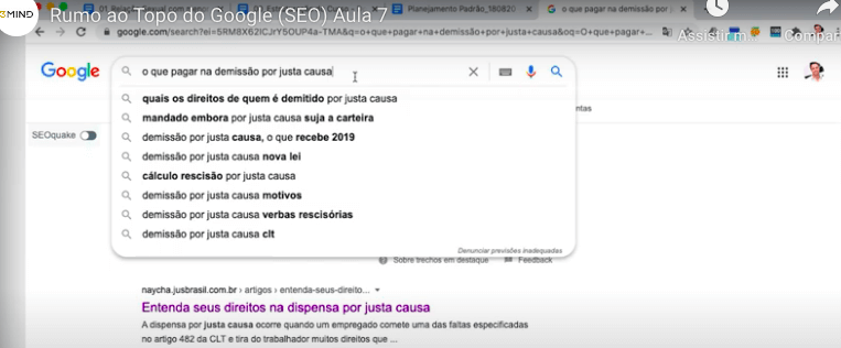 O Google oferece sugestões que podem qualificar ainda mais as suas ações de SEO para advogados.SEO 