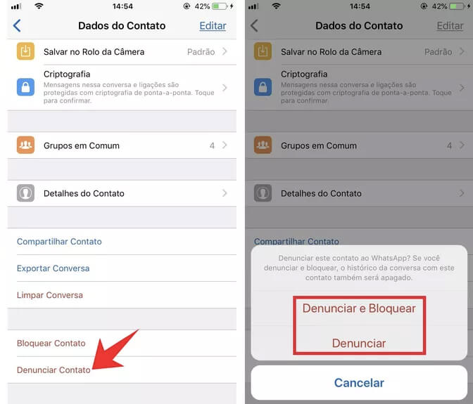 como fazer denúncia de spam no whatsapp