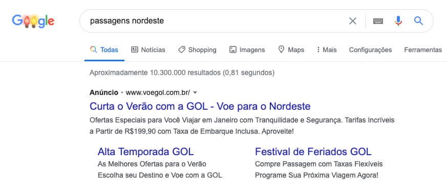 Google Adwords - links patrocinados na SERP