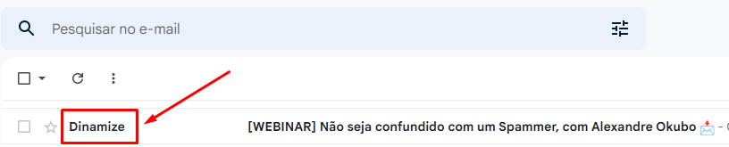 nome de remetente em email da Dinamize