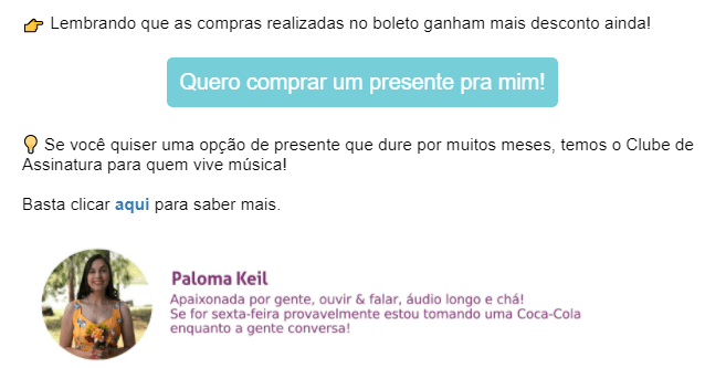 CTA para que usuários voltem ao site da editora e aproveitem os benefícios oferecidos