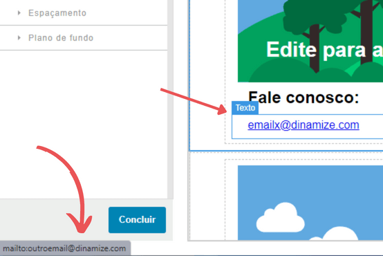 mailto informado com um email diferente do fornecido no campo de texto do email