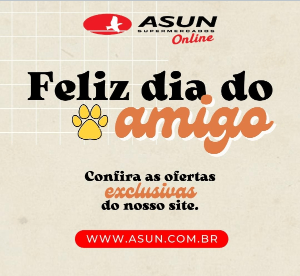 Topo email marketing Dia do Amigo, criado pelo time de marketing do Asun Supermercados