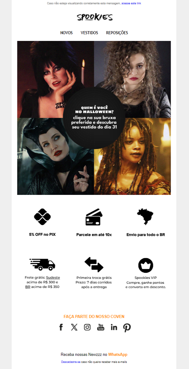 Email interativo de Halloween criado pela Spookies