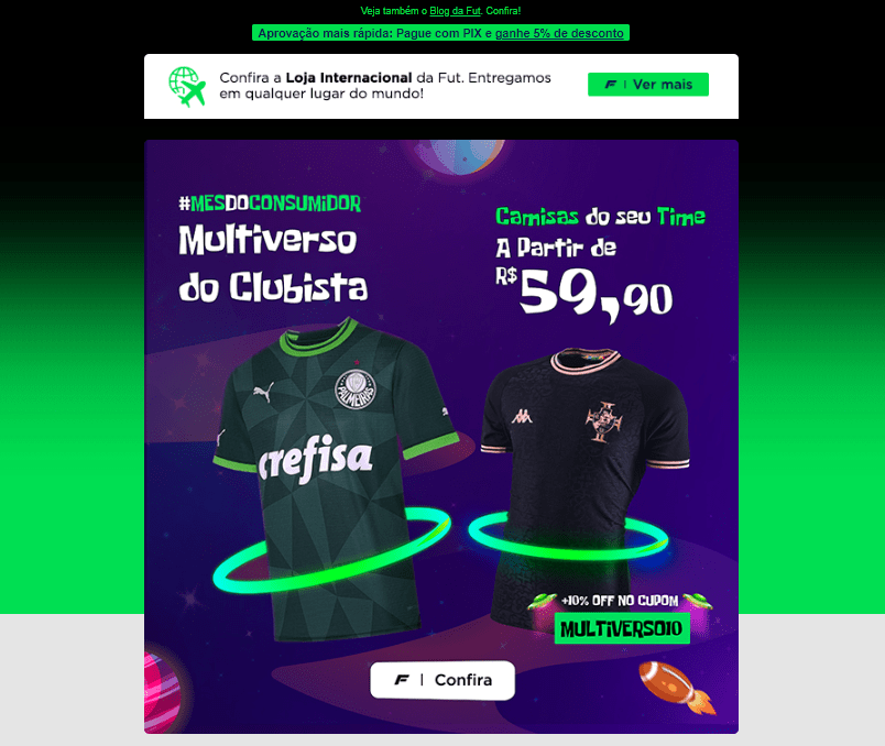 Topo de um dos emails de divulgação da Semana do Consumidor da Futfanatics