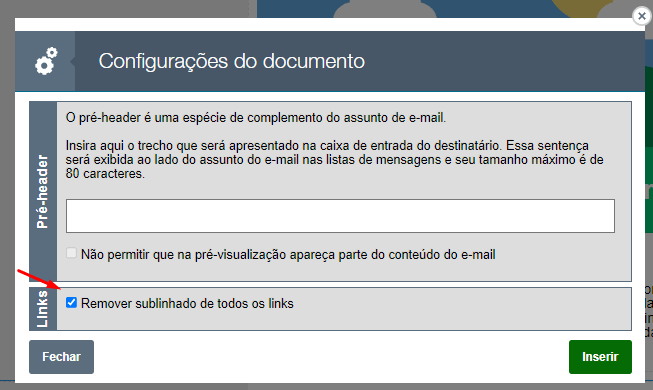 Remover sublinhados do email